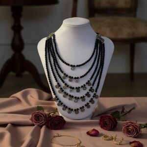 Elegant Black Beaded Necklace